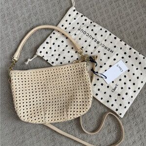 Clare V Cream Woven Shoulder Bag